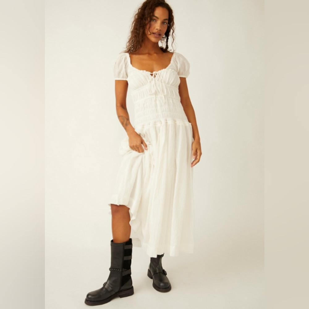 Free People White Midi Puff Sleeve Maxi Dress - Picture 4 of 12